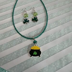 St. Patty’s Day Shamrock Necklace and Earring Set
